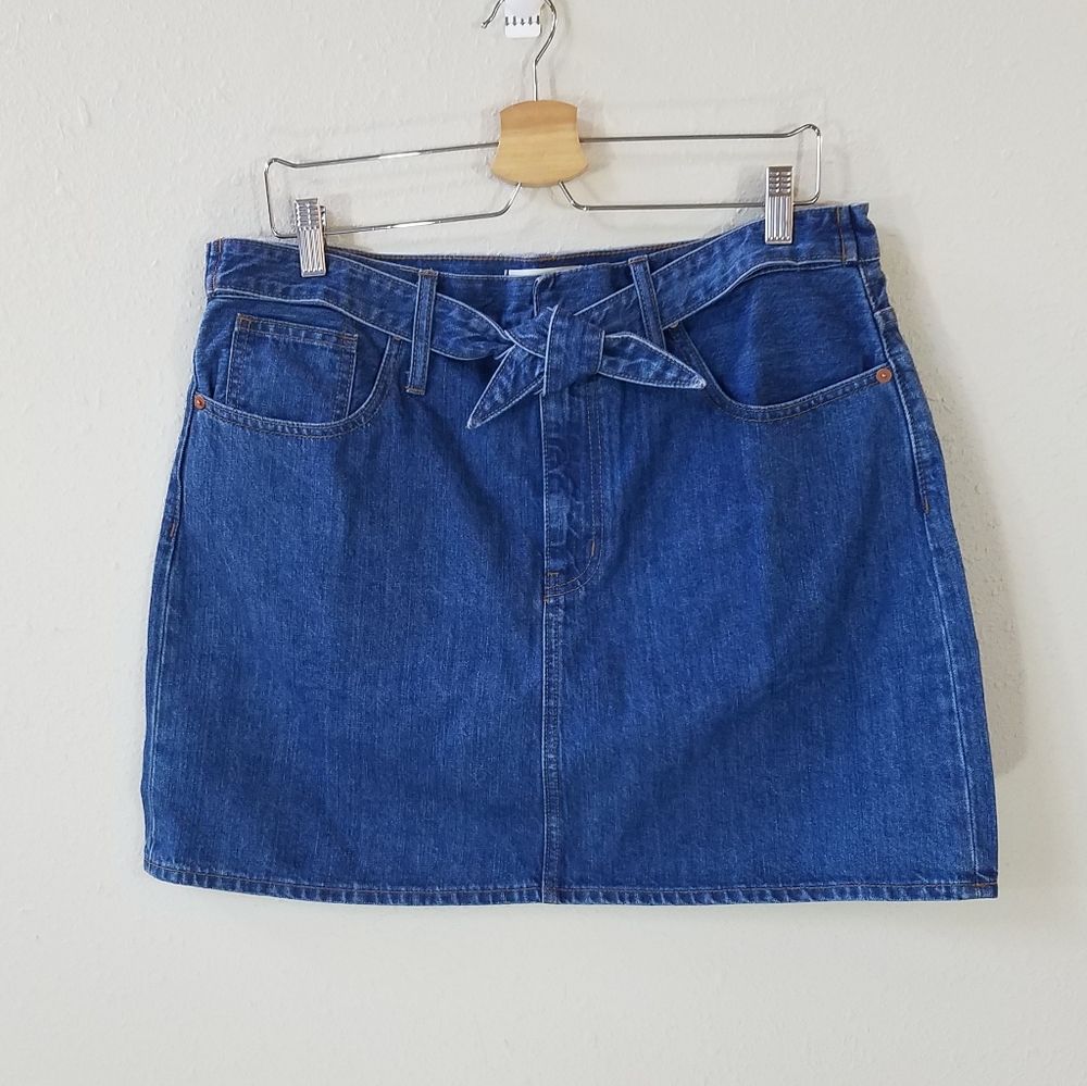 MADEWELL Rigid Denim Straight Tie-Waist Skirt 32